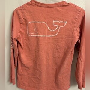 Vineyard Vines boys 10/12 medium melon Nantucket red Whale Long Sleeve Shirt